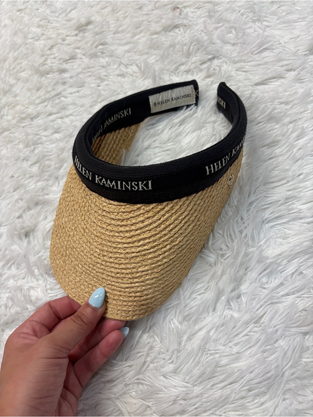Helen Kaminski Bianca Logo Visor Hat in Natural Black Logo - Picture 3 of 7